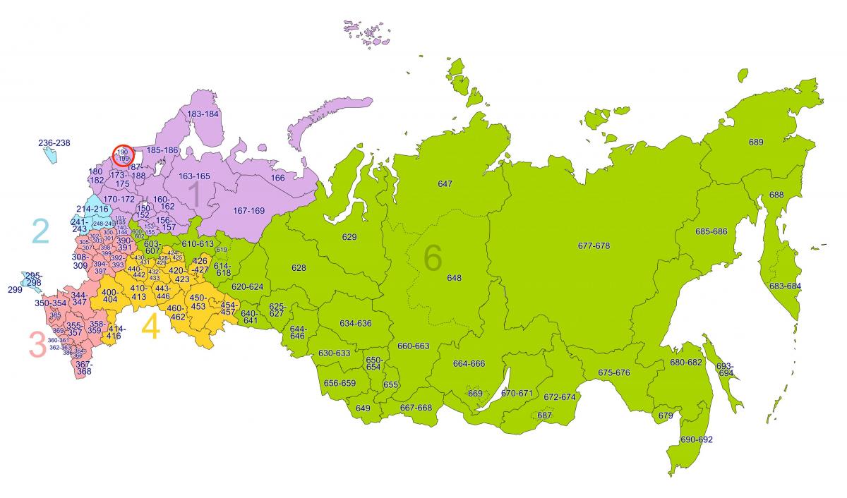 خريطة رموز البريدي سانت بطرسبرغ