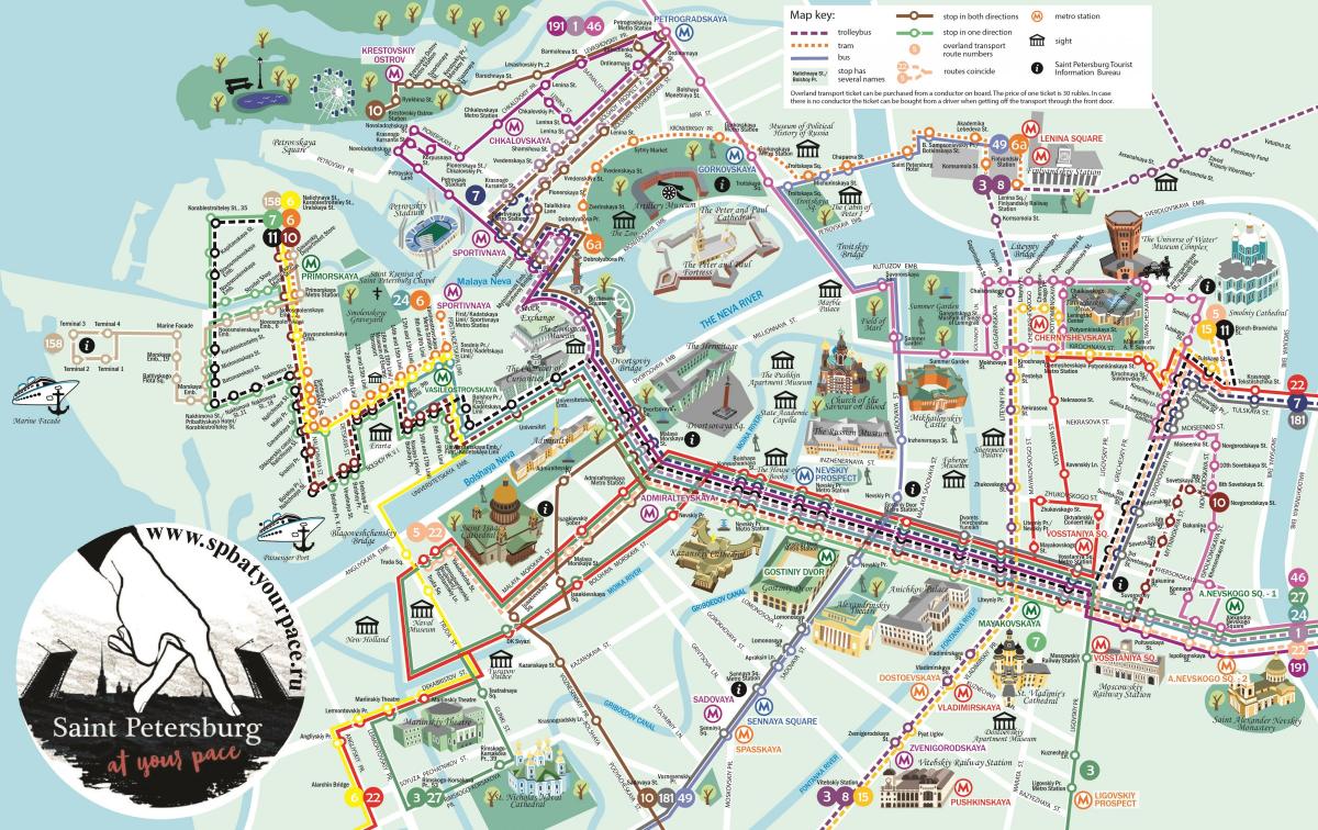 خريطة مشاهدة المعالم السياحية في سانت بطرسبرغ