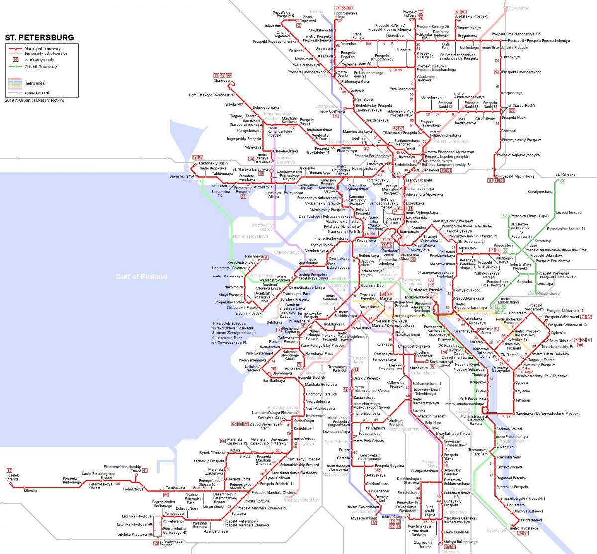 خريطة محطات ترام سانت بطرسبرغ