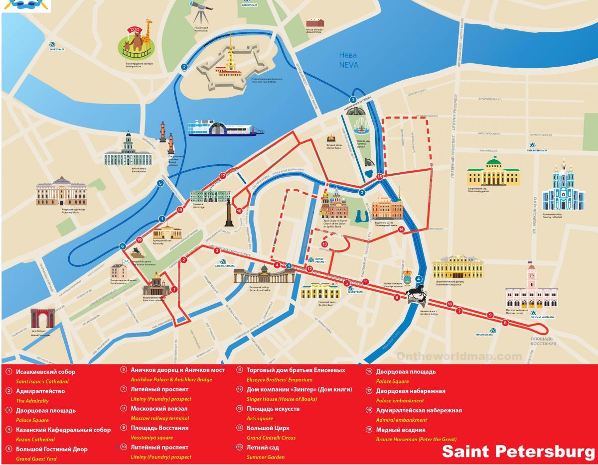 خريطة جولات المشي في سانت بطرسبرغ